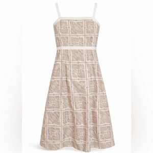 LOFT Beige and White Midi Dress